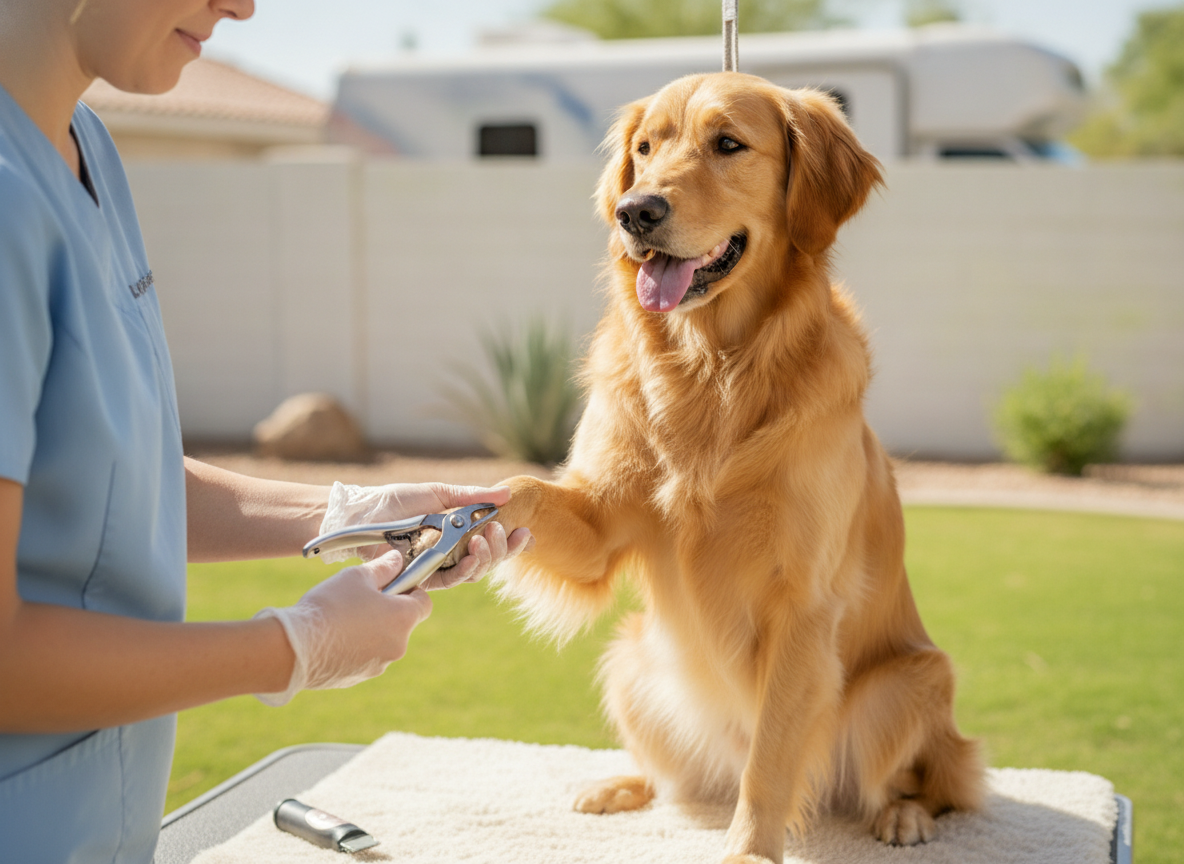 Dog being bathed and brushed in suds